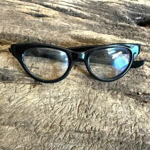 Vintage Victory USA Black Cat Eye Glasses Frames 1950s 60s MCM Eyeglasses